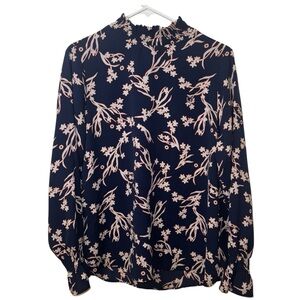 Chase Lands' End Blue and Pink Puff Sleeve Ruffled Blouse (14)